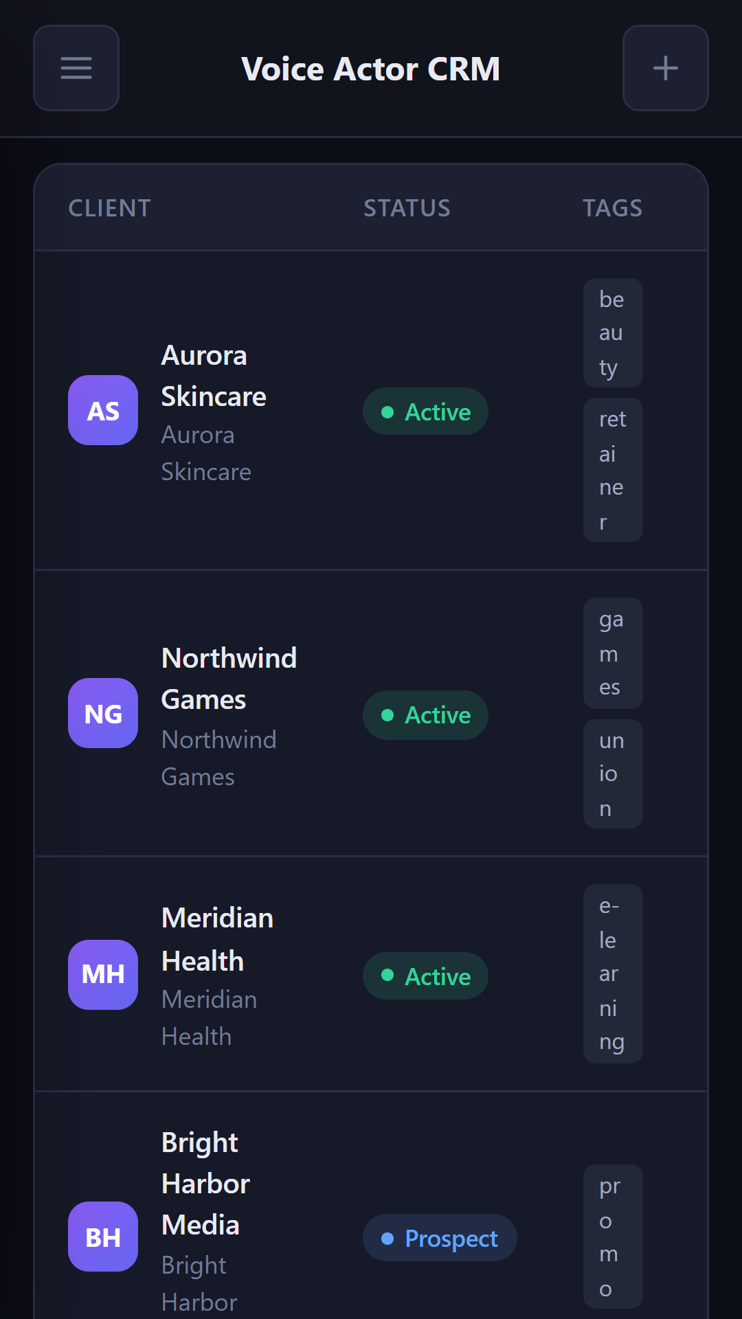 Client list on Android
