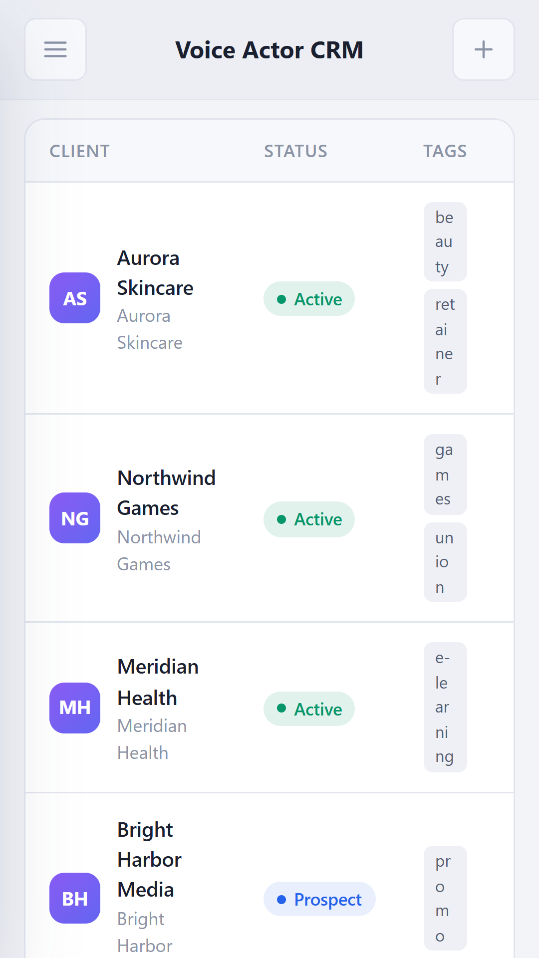 Client list on Android